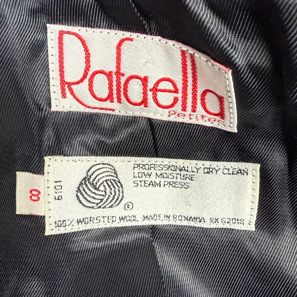 Vintage Rafaella Red Tartan Plaid Worsted Wool Blazer & Leather Linea Pelle Belt - Picture 8 of 9